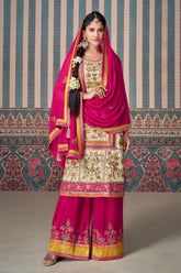 Premium Chinon silk designer Dark shaded dress with detailed embroidery, handwork & digital print